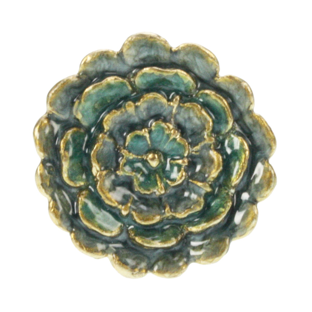 Deurknop Bloem blauw/goudkleur geemaillieerd