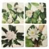 Onderzetters bloemen wit set v. 4