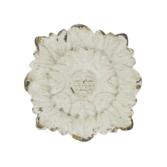 Meubelknop bloem ornament antiek look wit