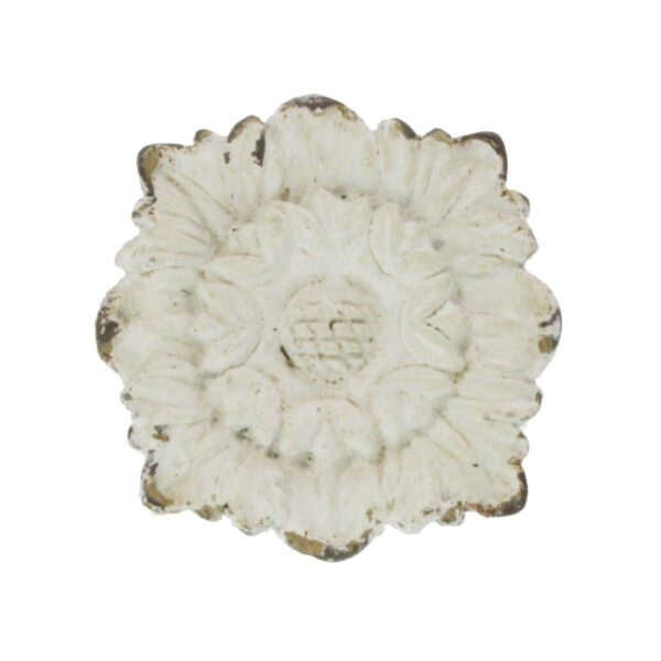 37T1056 Meubelknop bloem ornament antiek look wit