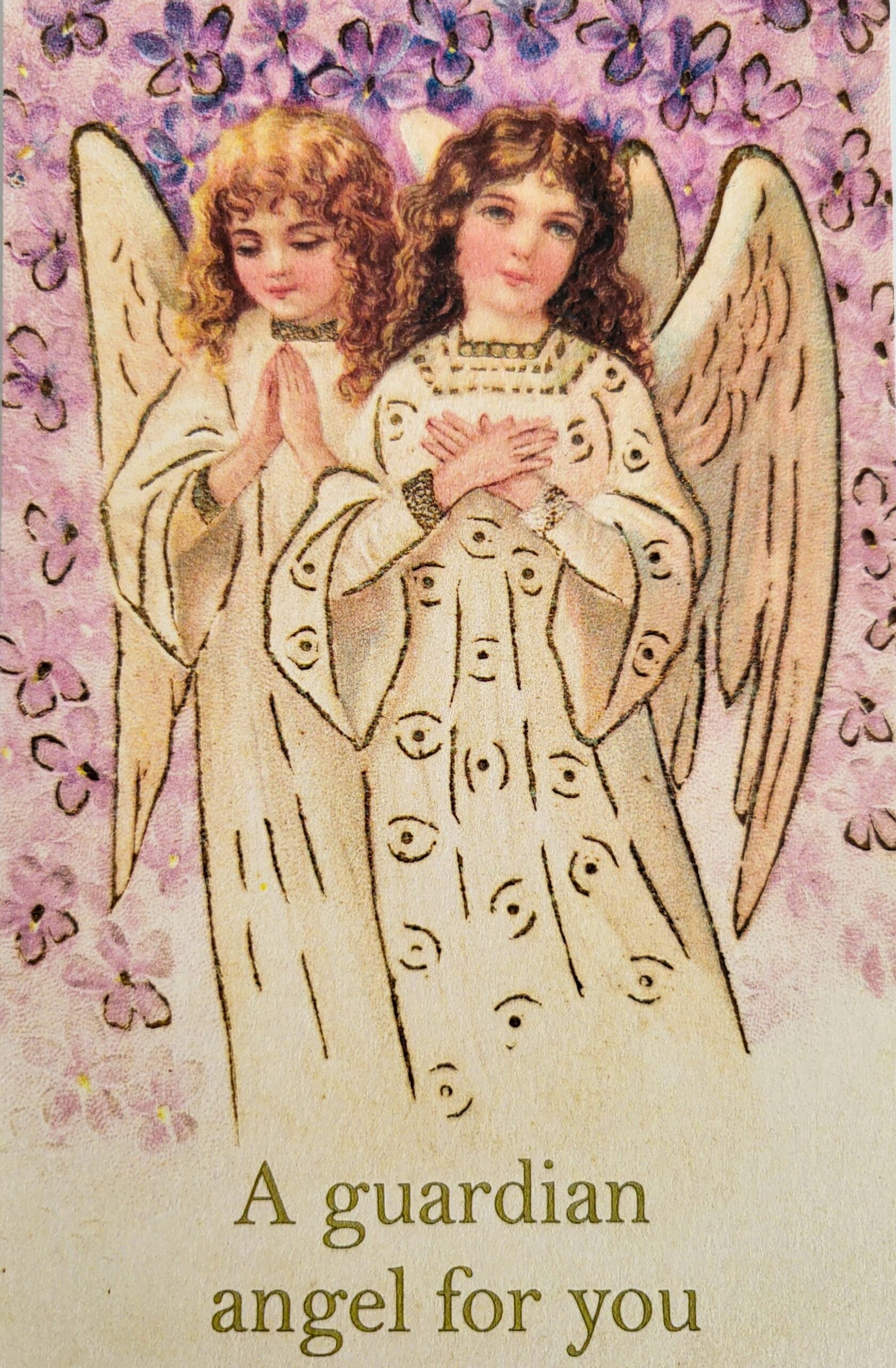 Ansichtkaarten A Guardian Angel for you viooltjes