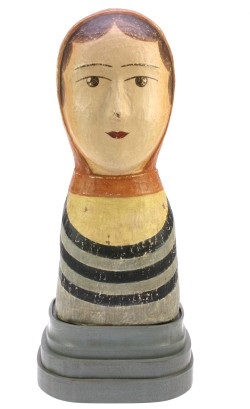 Hoofd m/strepen op voet 17x15x40cm