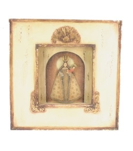 La Virgin del Rosario in lijst/kastje 40,5x5,5x40,5cm