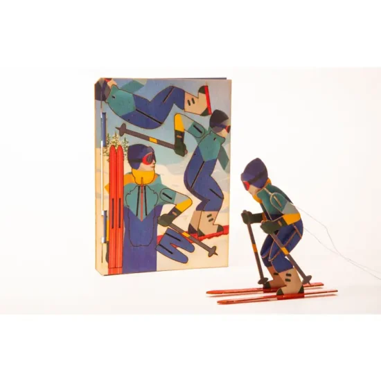 Skiër-3D puzzel kaart hout